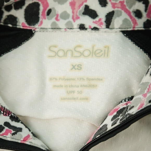 SanSoleil Size XS White Black 1/4 Zip Long Sleeve UFP 50 Sun Protection Top - Picture 4 of 6